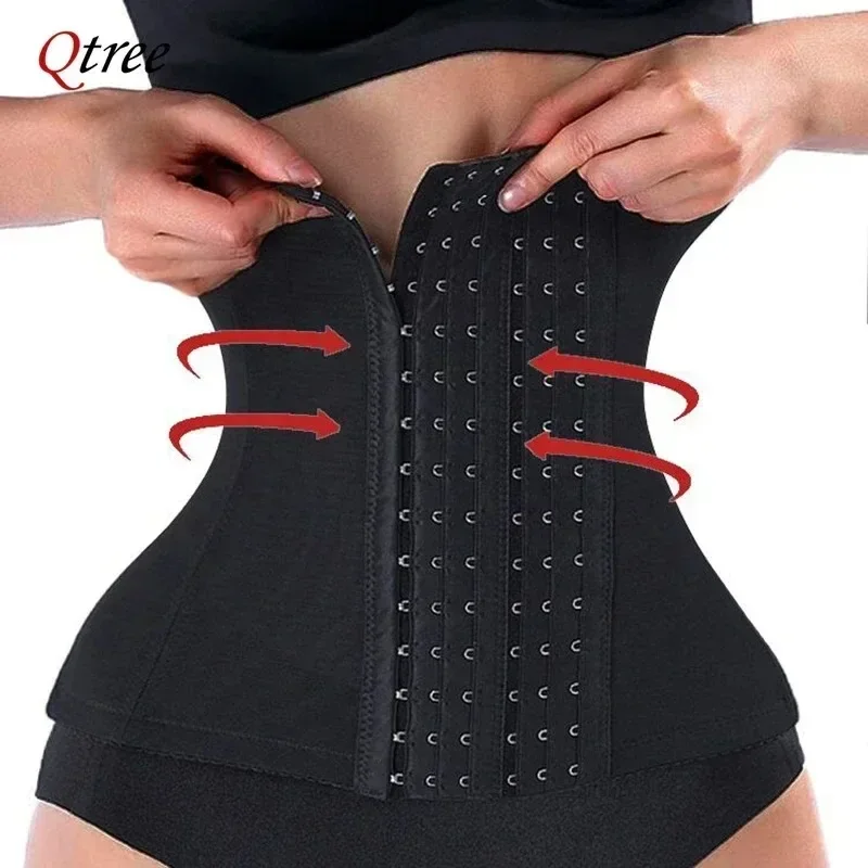 Shapewear Bodysuit Firm - Qtree ドレス痩身ウエストトレーナーベルトシェイプウェア女性ベリーニッパーボディシェイパー脂肪圧縮ストラップガードルしっかりフックコルセット