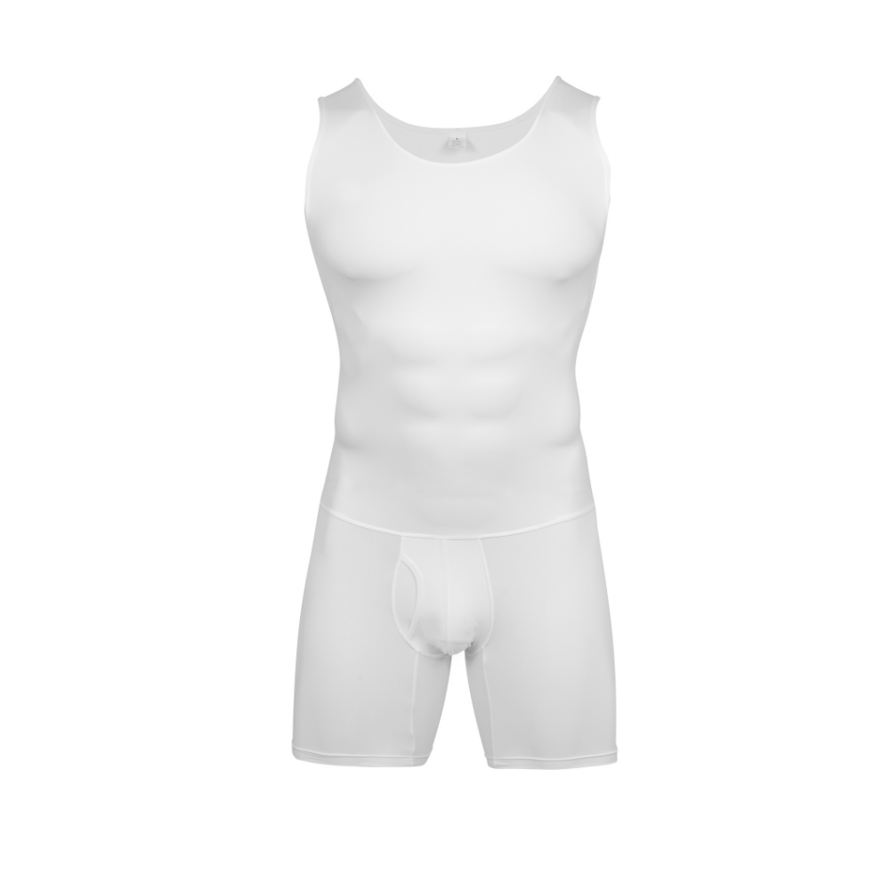 Shapewear Bodysuit Firm - メンズシェイプウェアボディスーツ、お腹コントロールスリムシャツ、通気性と快適性、背中開きで着脱簡単、ワークアウトボディシェイパー