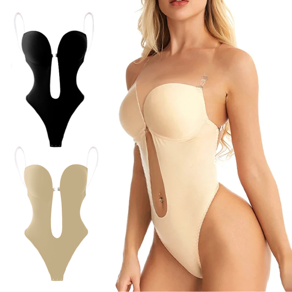 Shapewear Bodysuit Firm - 女性用ボディシェイパーブラ、バックレスボディスーツ、ソング、見えないお腹引き締めシェイプウェア、ガードル、スリム下着、プッシュアップコルセット