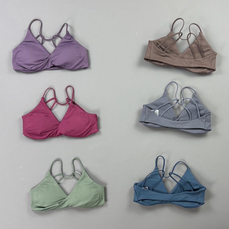 Seamless Underwear Women - ビジョンウィメンズスポーツブラ Vネックツイストフロント細ストラップクロスバックシームレスパッド入りヨガブラジムピラティスランニングワークアウト下着