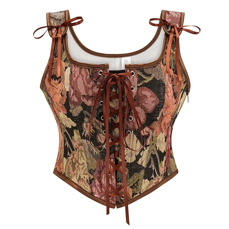 女性のためのヴィンテージゴシックレースアップコルセット,花柄 - Corset Waist Cinch のレビューと価格