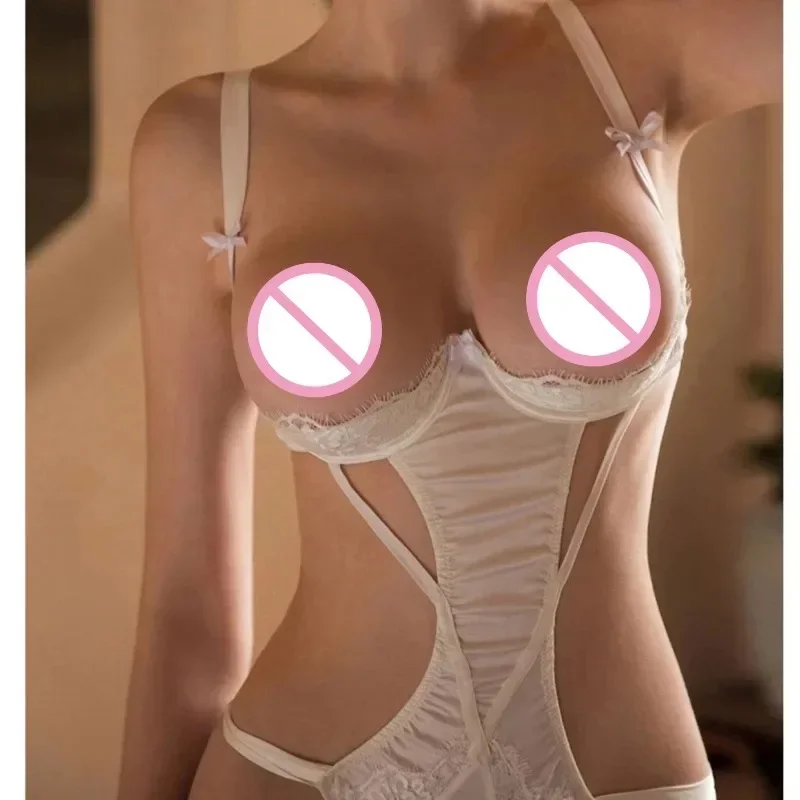 女性のためのセクシーなレースのボディスーツ,オープンクロッチ - Lace Teddy Lingerie のレビューと価格
