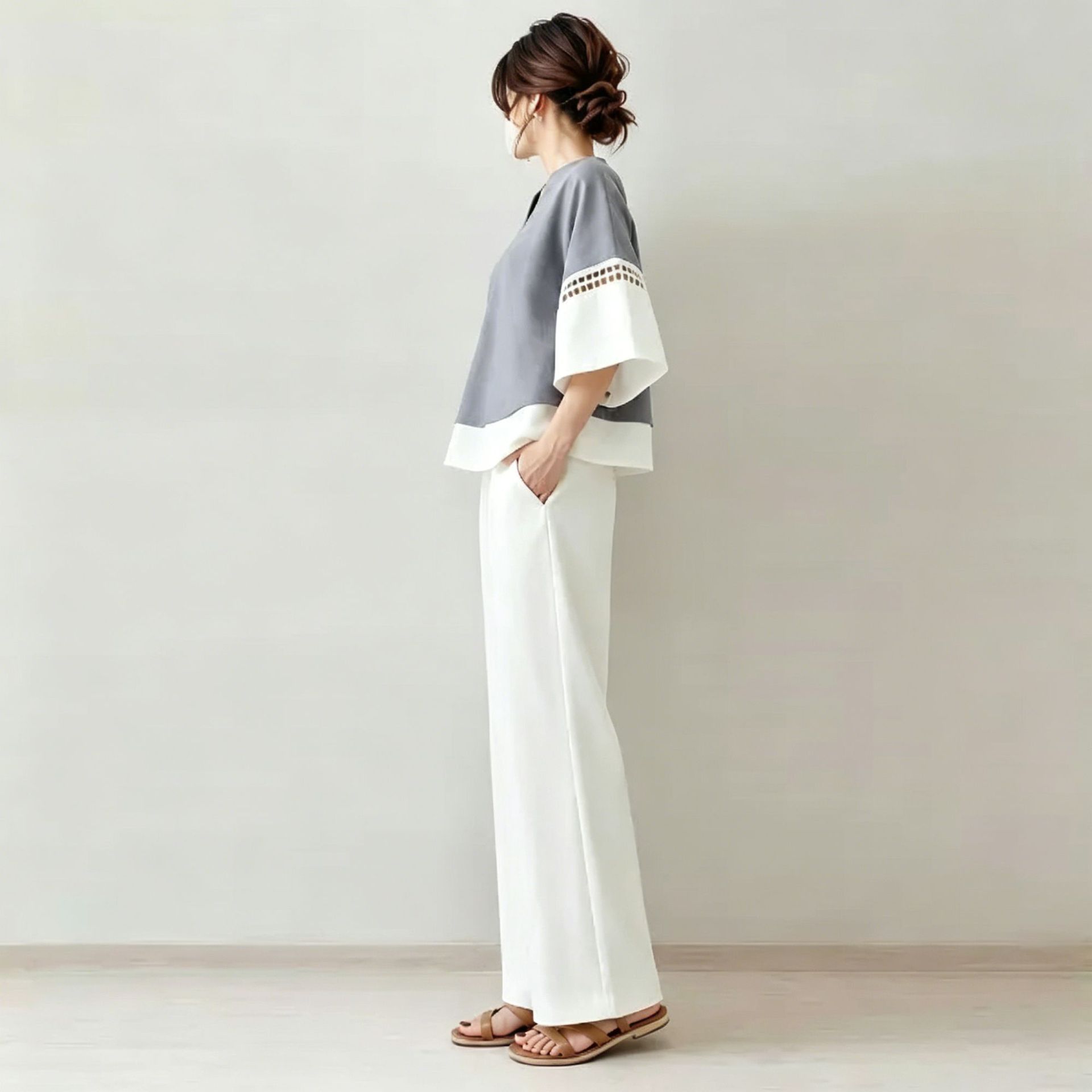 2026年新作ツーピースセット：Vネックカラーブロック中空デ - Robe Silk Women のレビューと価格