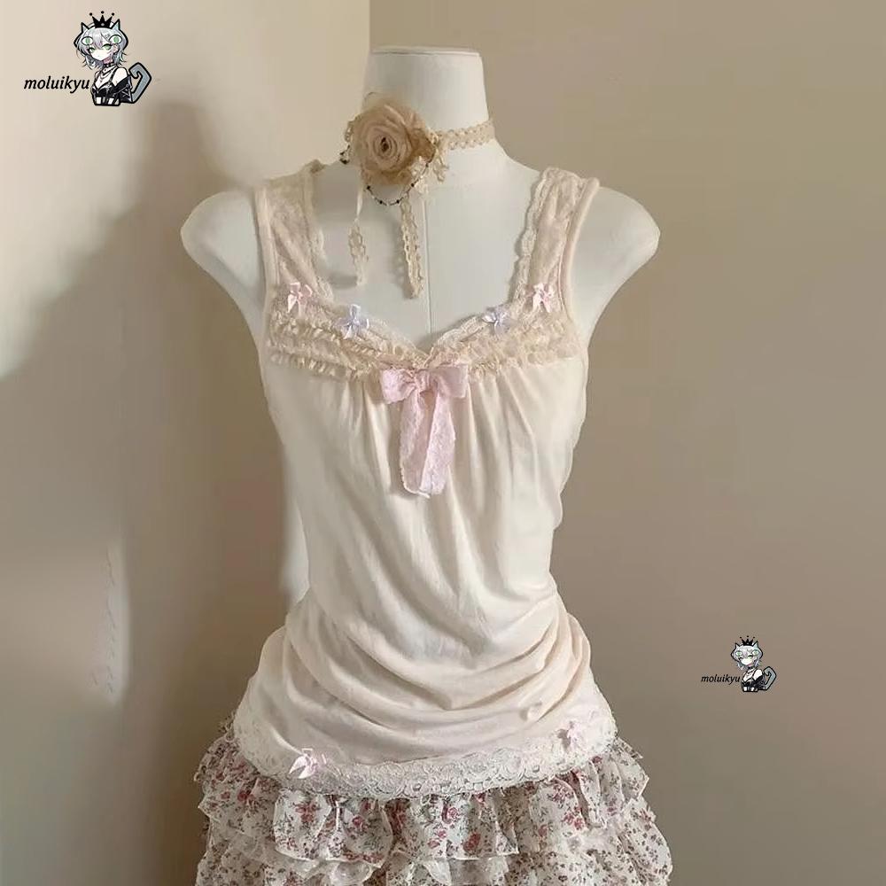 女性 Y2K 2 ピース衣装セット レースボウキャミトップ  - Cami Top Lace のレビューと価格