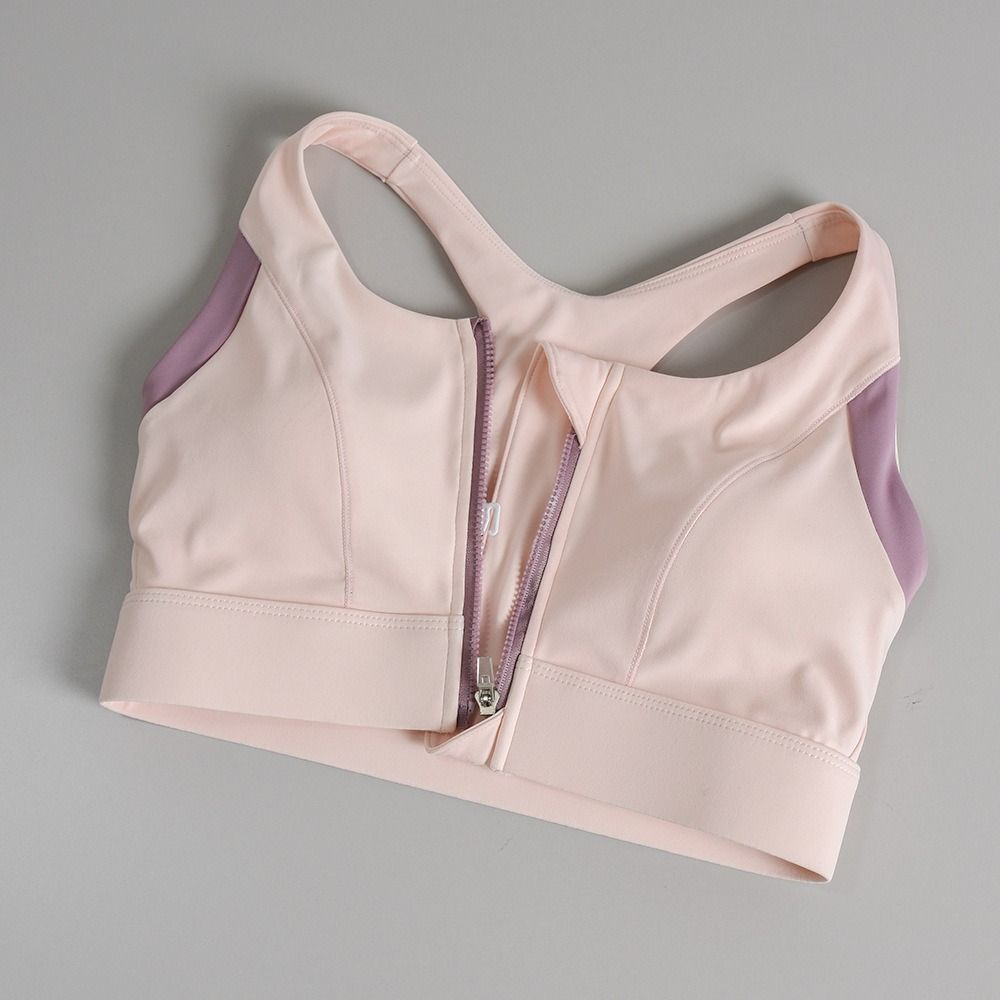 快適なパッチワークフロントジッパースポーツブラスリムフィット - Seamless Underwear Women のレビューと価格