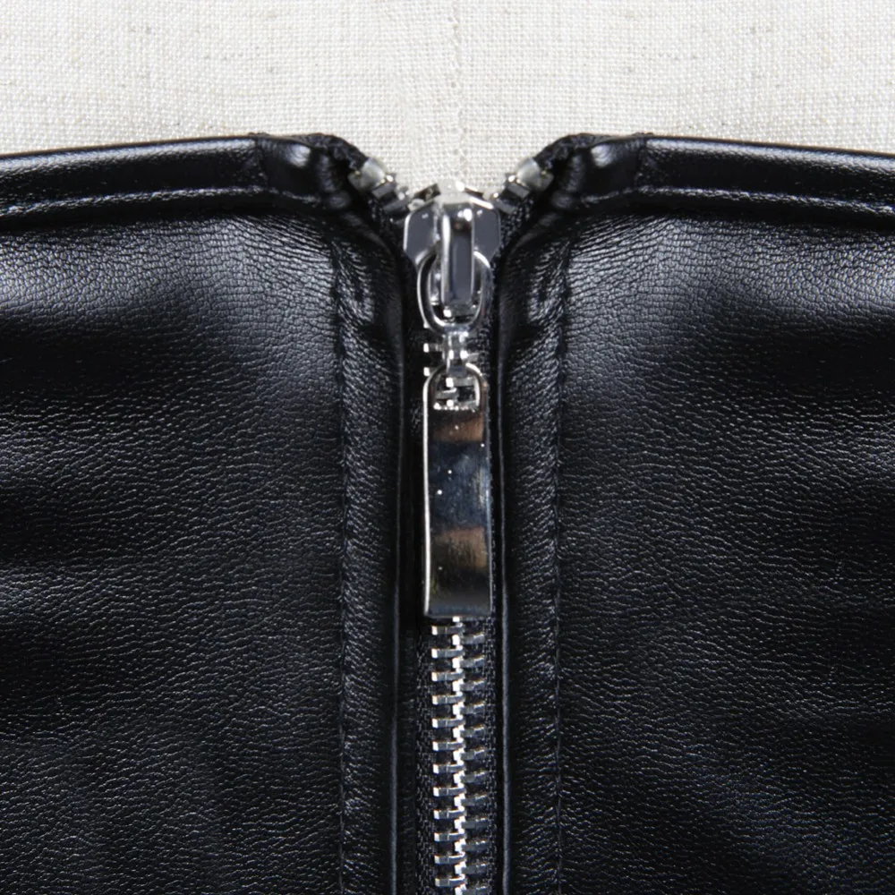 黒ショートジッパー PU フェイクレザーアンダーバストコルセ - Corset Waist Cinch のレビューと価格