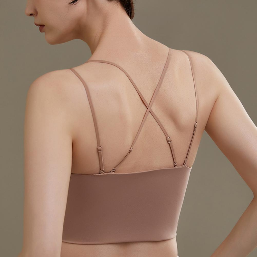 女性用スパゲッティストラップスポーツブラ、ノンワイヤーパッド - Bralette Wireless Soft のレビューと価格